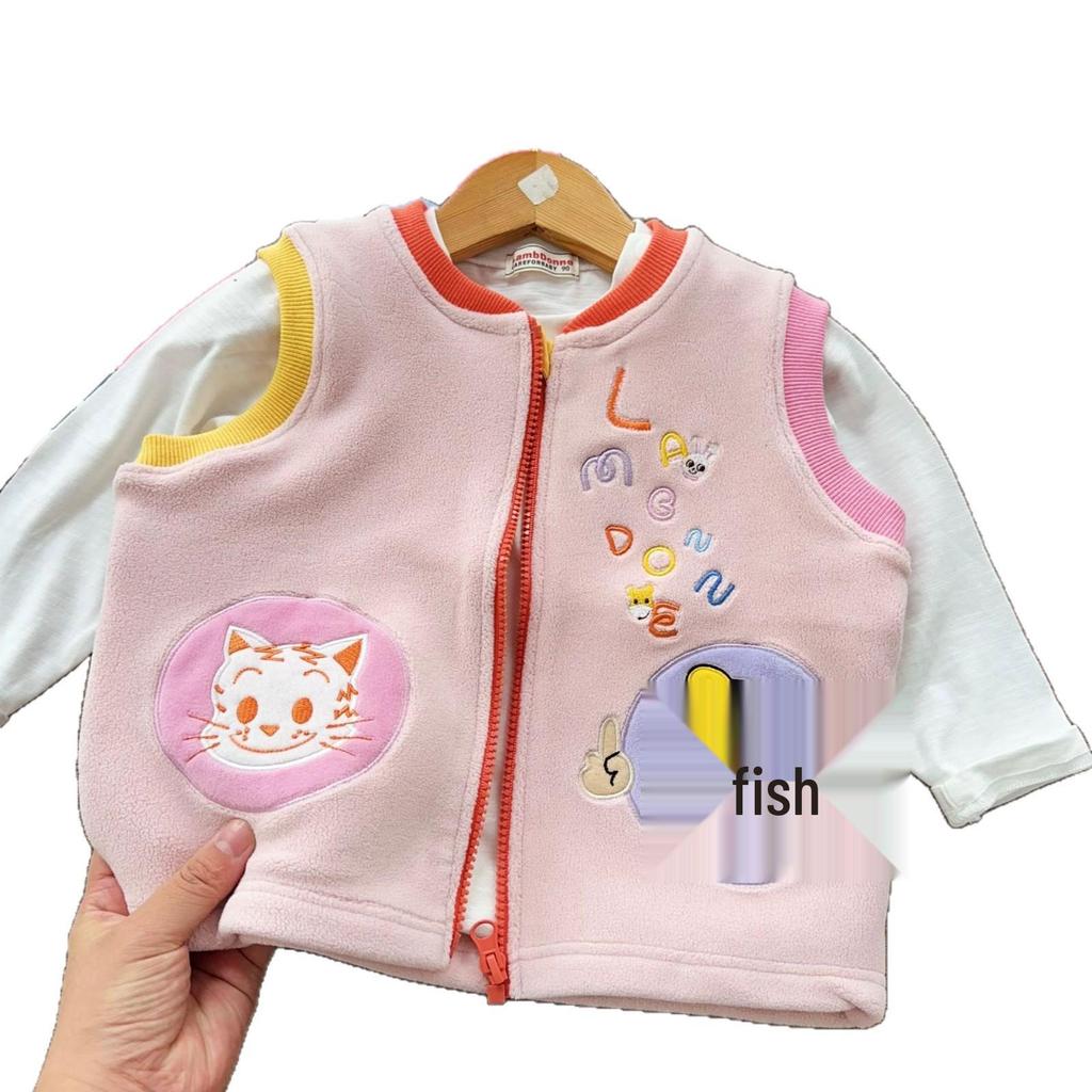 Autumn 2025 Kids' Warm Velvet Vest for Boys and Girls - Small & Medium Sizes