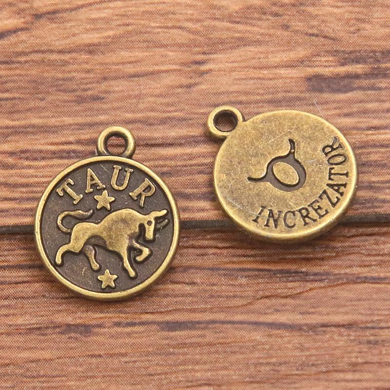 10 or 12pcs 12X15mm DIY retro alloy jewelry accessories 12 constellation pendant