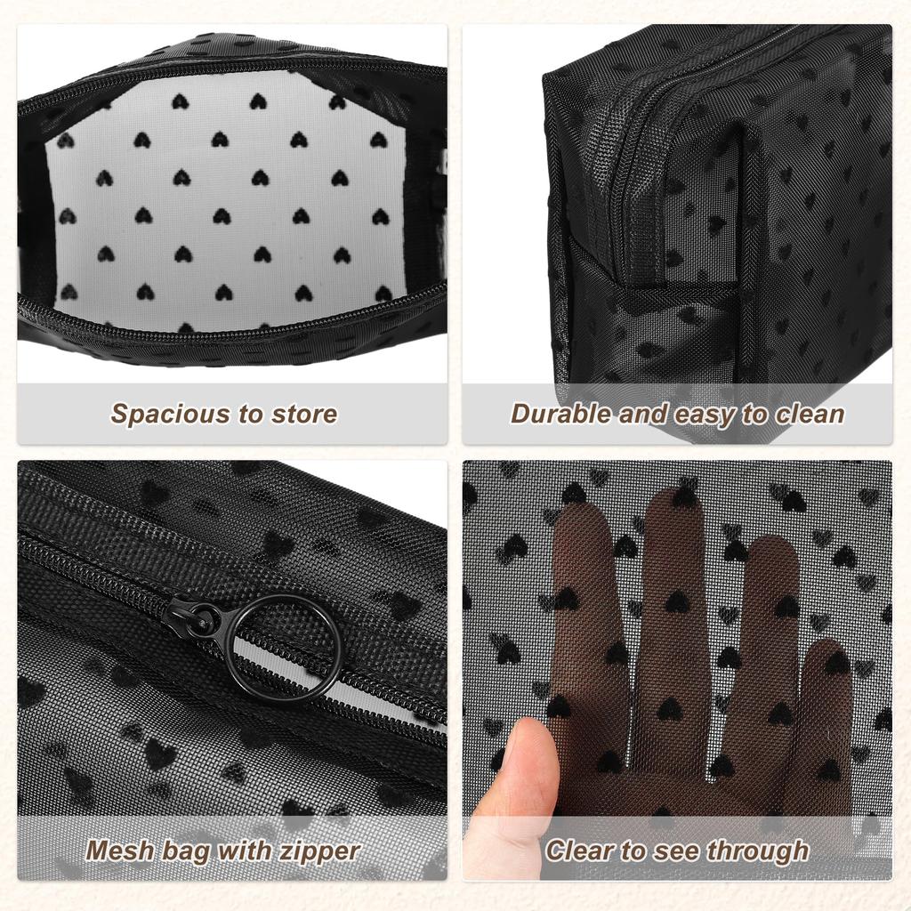 VOCOSTE Makeup Mesh Storage Large Perfect for Business Trips and Black Pouch, Pouch, Pouch, Multifunctional, Capacity, Travel, Clear, 3-Pack,