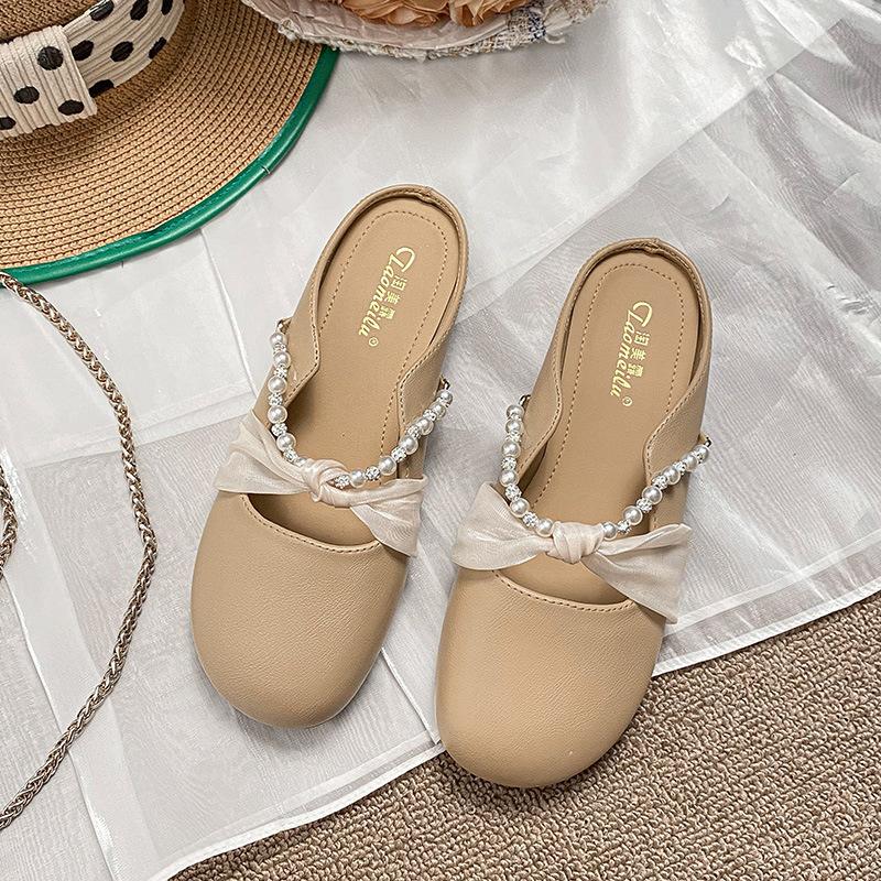 

Soft-soled comfortable bag head half-drag sandals women s fashion new summer lazy one-pedal French flat-soled muller shoes 43 хакі