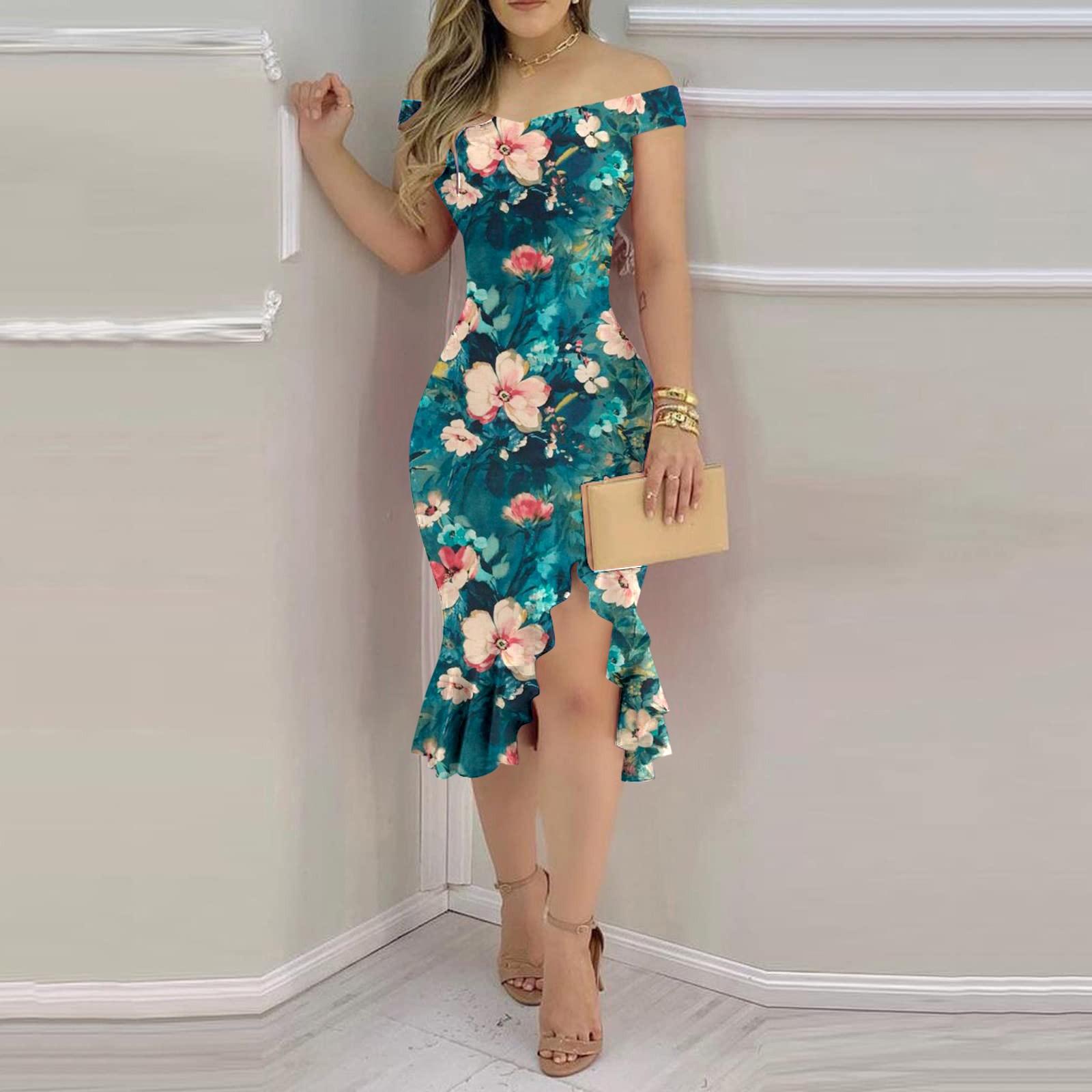 

Женское сексуальное свободное простое платье миди с открытыми плечами и открытой спиной с разрезом и рюшами на молнии сзади, праздничное платье, коктейльные платья XXL тёмно-синий