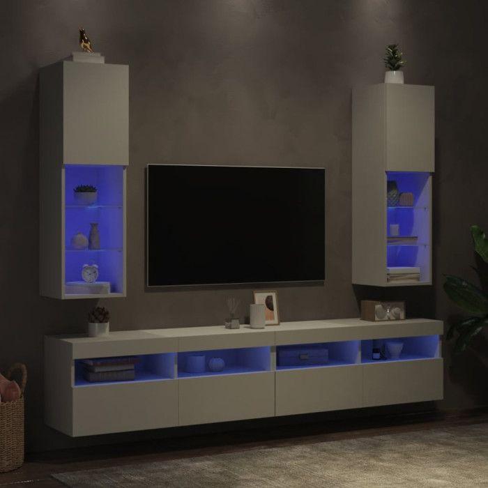 VidaXL Meubles TV avec Lumières LED 2 pcs, Armoires de Télévision Murales, Meubles Télé avec Rangement Salon Salle de 837016