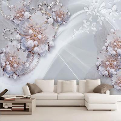 Europäischer Stil 3D Stereoskopische Schmuck Blumen Tapete Wohnzimmer TV Hintergrund Wand Wandbild Luxus Heimdekor Wandpapiere
