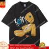 Korn Rockband Welttournee Ausgewaschene T-Shirts Metal Vintage Gothic Hip Hop Harajuku T-Shirts Herren Baumwolle Oversize T-Shirts Streetwear