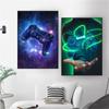 Massivholzrahmen mit LED-Spielgriff, Leinwandgemälde, nordische Gamer-Abstrakte Poster und Drucke, Wandkunst, Bild für Wohnzimmer, Teenagerzimmer, Heimdekoration
