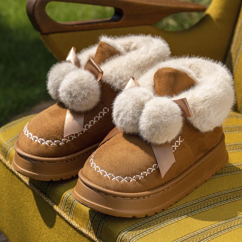 Fleece Cotton Slippers Autumn and Winter Home Indoor Cute Versatile Bag Heel Cotton Shoes Wear Soft-soled Warm Snow Boots