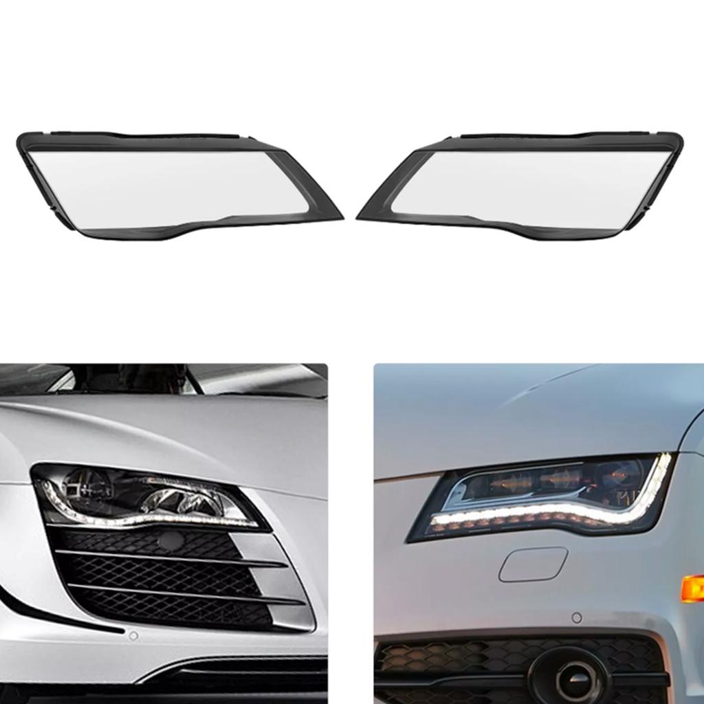 2Pcs Front Headlight Lens Cover Shell Clear For A7 S7 RS7 2012-2015