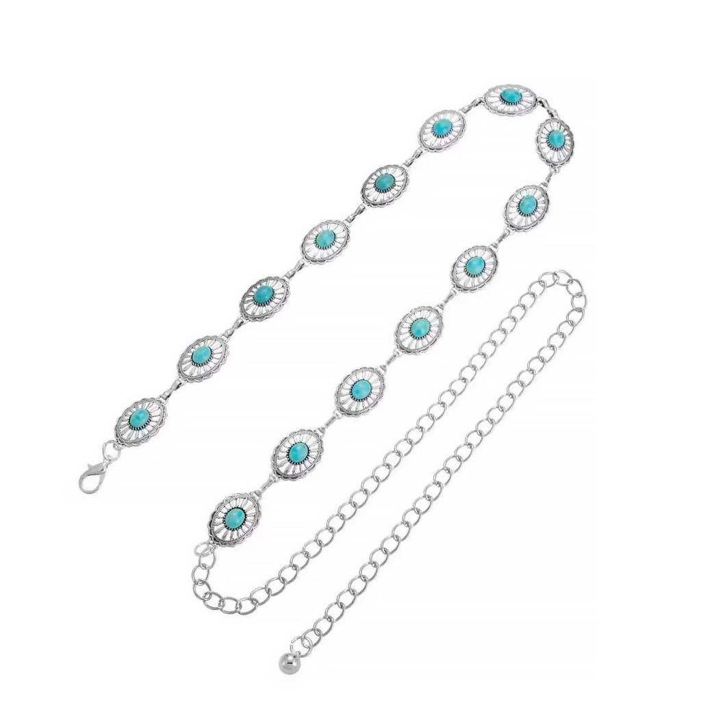 Bohemian Turquoise Retro Metal Waist Chain for Women’s Dresses