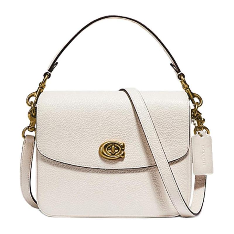 

COACH Cassie 19 C Buckle Flap Pebbled Leather Messenger Bag Hand Shoulder Crossbody Bag Small Women s White білий