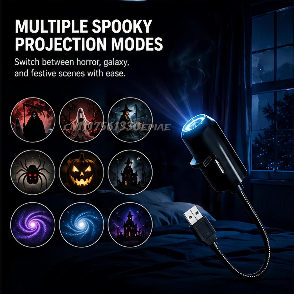 2027 Upgraded 5D plug and play hd Christmas projector - HD Smart Dynamic Night Light, 360° Rotating USB Powered Projector