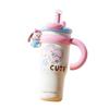 Large Capacity 1250ml Cute Cartoon Insulated Tumbler Straw Cup with Handle for Women Hiking Use