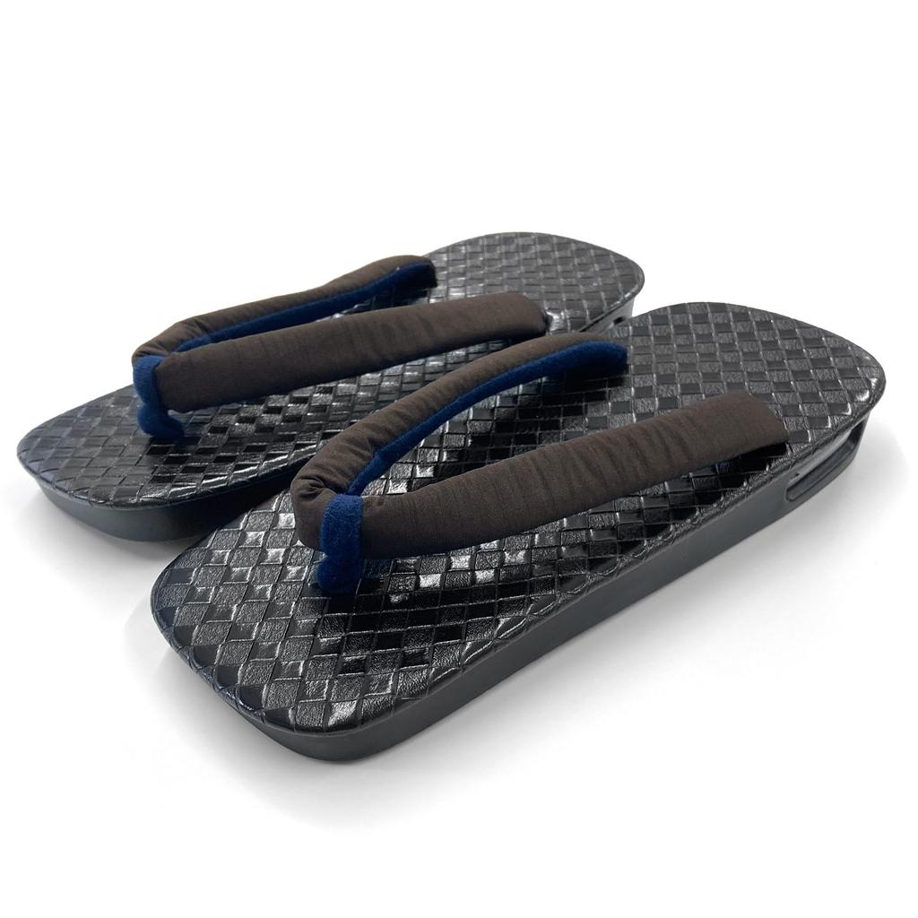 Kyoto Kimono Yuzen Air Zori Sandals for Men, Sizes 25.5-27cm, Black Air Sole, Stylish Cushioned Strap (Brown)