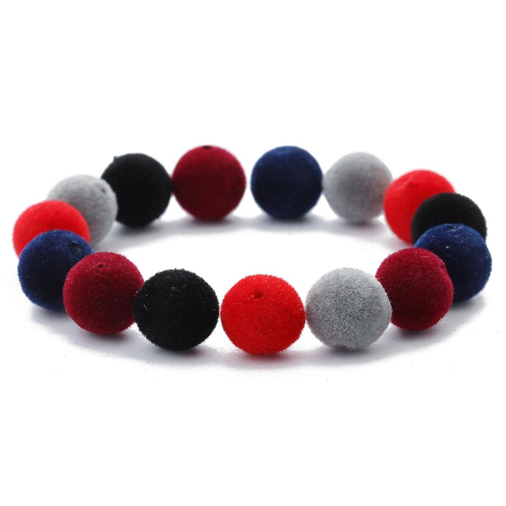 100Pcs 8mm Velvet Fabric Resin Loose Spacer Beads Hole 1mm Colorful Round Beads For DIY Bracelet Earring Jewelry Making Supplies