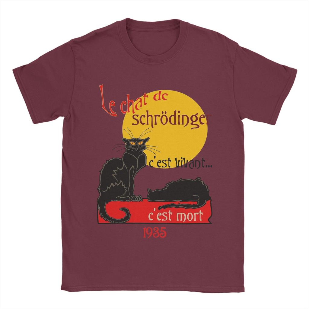Schrodinger's Cat Physics Science T Shirts for Men Cotton Vintage T-Shirts Crewneck  Tee Shirt Short Sleeve Tops Gift Idea