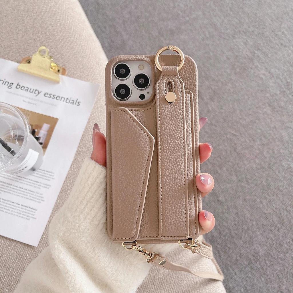 Crossbody Cards Solt Wallet Wristband Bag Case For iPhone 15 16 Pro Max 14 Plus 13 12 11 7 8 Se 2022 Lanyard Pocket litchi Cover