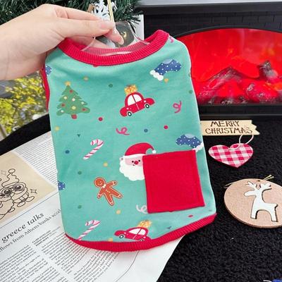 All-season Christmas Cotton Pet Dog and Cat Clothes, Teddy Bichon Frise Christmas Vest