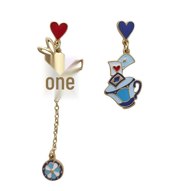 S925 Sterling Silver Asymmetrical Heart & Rabbit Earrings for Women