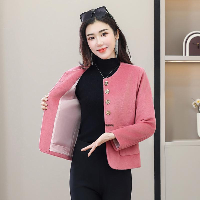 

Spring/Autumn 2026 Round Neck Loose Jacket for Middle-Aged and Elderly Women XL розовый