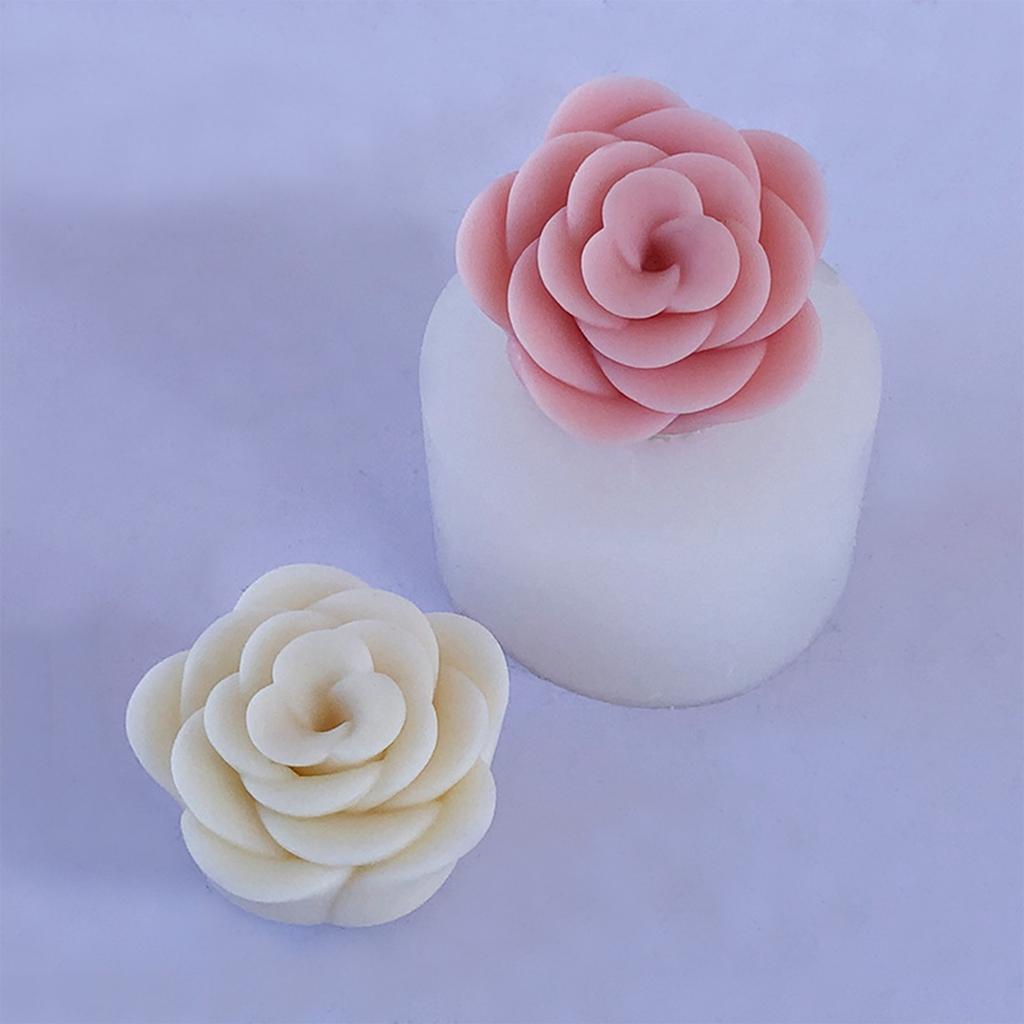 Camellia Flower Candle Mold Non Stick Easy to Demold for DIY Candle Gypsum Ornaments Home Decor Epoxy Resin Casting