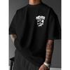 Europäische Größen Herren Gothic Street Style T-Shirt - Never Give Up Totenkopf-Print, Lockerer Casual Hip-Hop Schnitt, Atmungsaktiv und Bequem