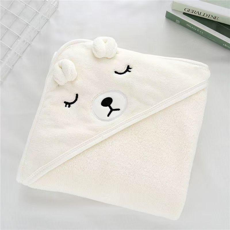 Soft Absorbent Coral Fleece Baby Swaddle Towel and Anti-Kick Blanket Cloak