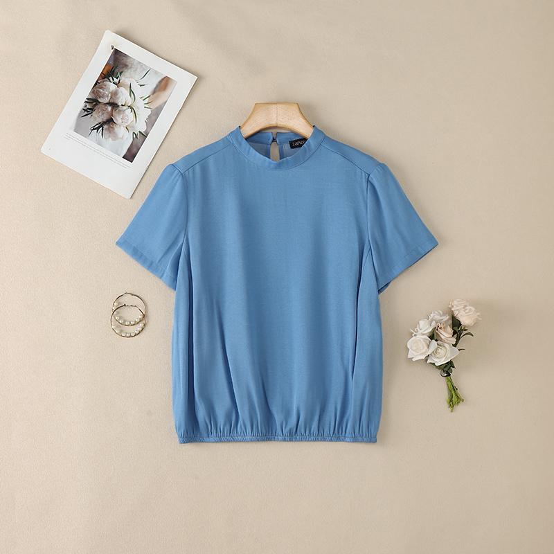 ZANZEA Women Casual Round Neck Solid Color Short Sleeve Blouse