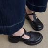 2025 New French Single Shoe Women's Round Toe High Heels Thick Leather Thick Soles Retro Mary Jane Women's Shoes