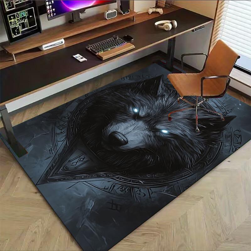 1pc Wolf Head Carpet, Office Rug Outdoor Mat Home Decor Area Carpet Festival