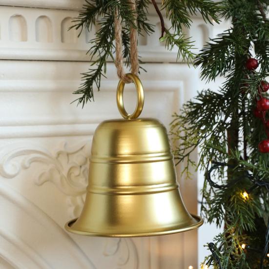 Yousheng Rustic Metal Christmas Bell Large Red Green Golden Jingle Bell Christmas Tree Hanging Decor Vintage Handmade Wind Chime for Tree Wreath Door