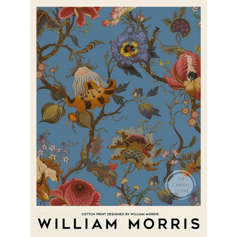 Canvas Painting Wall Art Pictures Abstract William Morris Flower Leaf Bird Vintage Posters and Prints for Living Room Home Decor