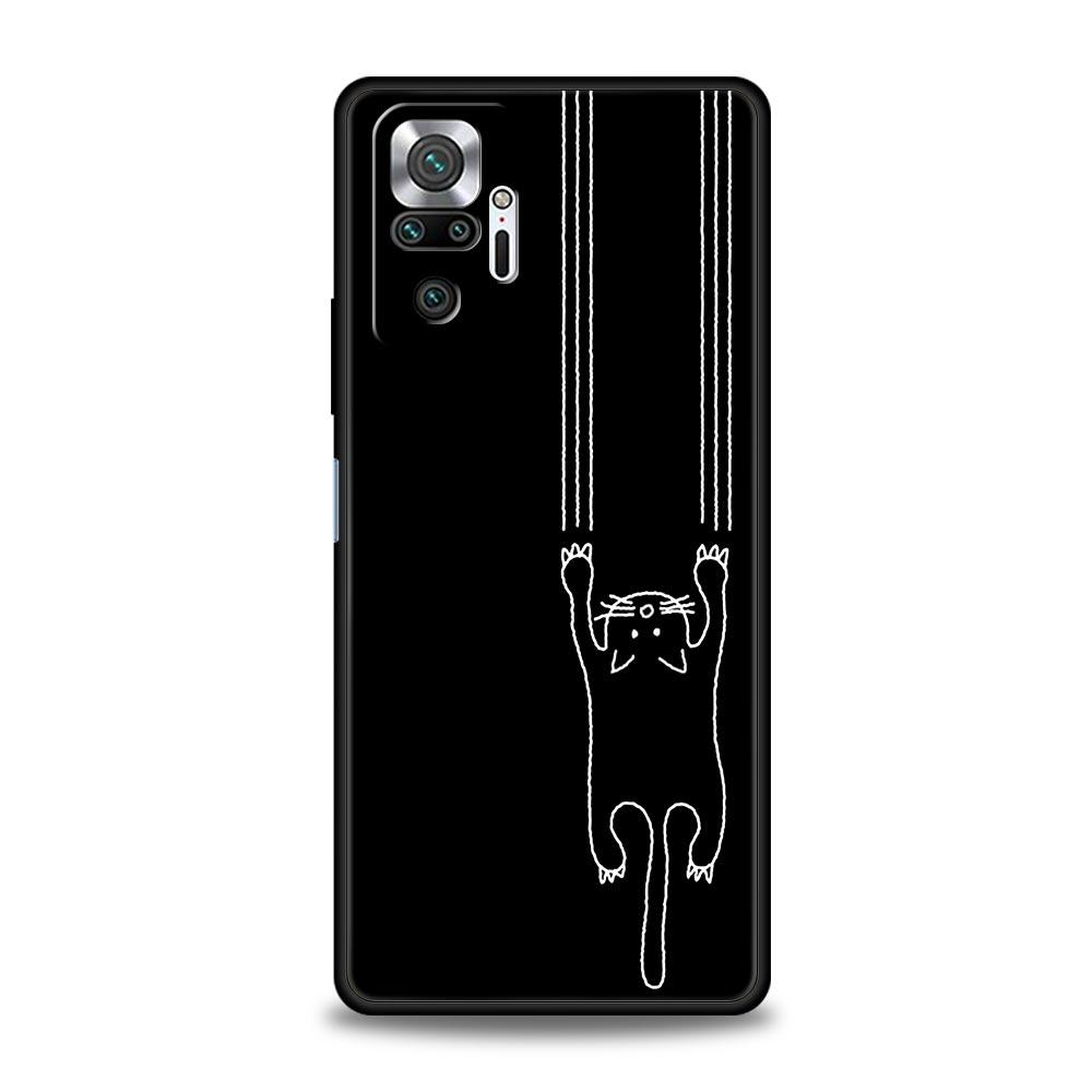 Cat Line Black Cats Phone Case For Xiaomi Redmi Note 14 13 5G 10 11 12 Pro Plus 4G 14C 13C 12C 10C Black Cover