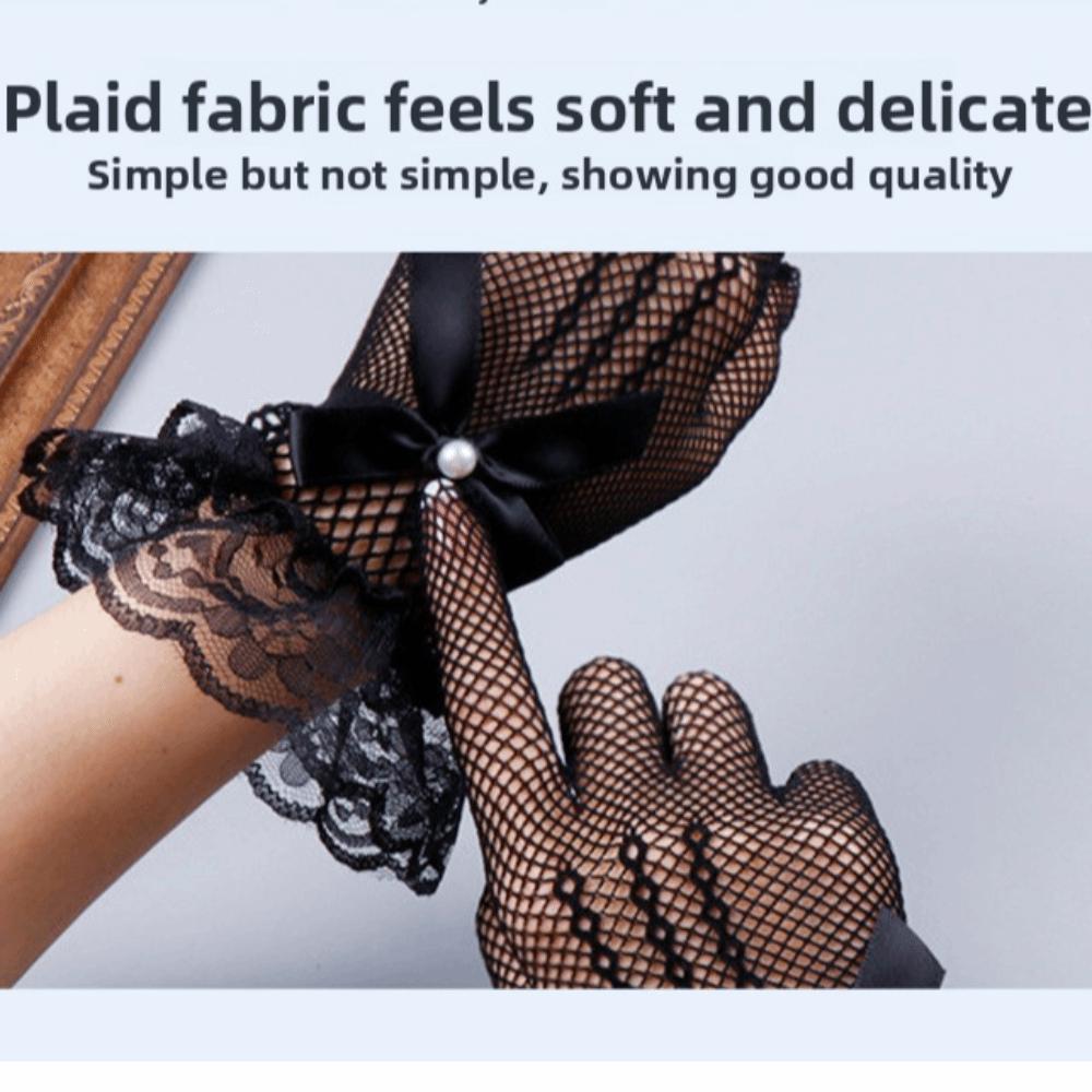 1pair Stretchy Lace Mesh Gloves Hollowout Lolita Gloves Bride Fishnet Lace Gloves  Dancing