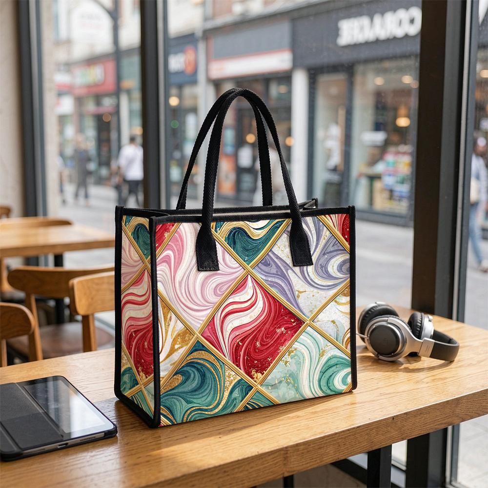 Vintage Marble Pattern Tote Bag Women Daily Casual Large Capacity Outdoor Fashion Commute Shoulder Handbag
