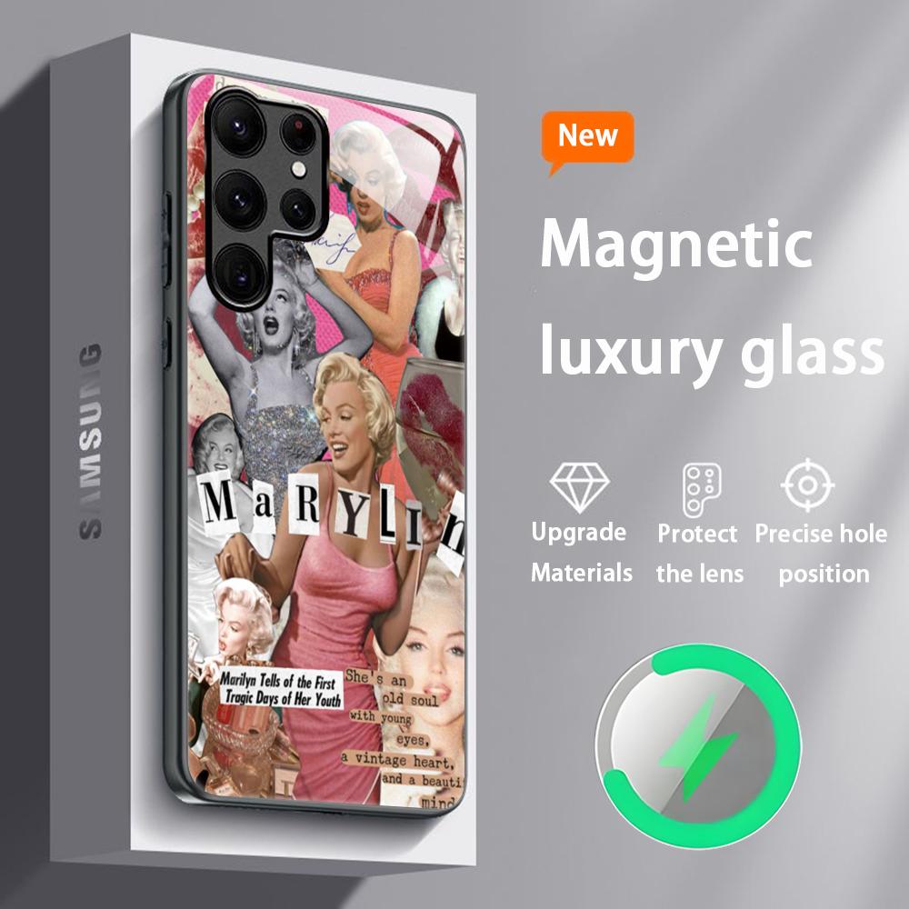 

M-Мэрилин M-Монро Звезда Горячий Чехол Для Телефона Для Samsung S25 S24 S23 S22 S21 S20 Plus Ultra Note20 Стеклянный Магнитный Чехол Samsung S25 Ultra