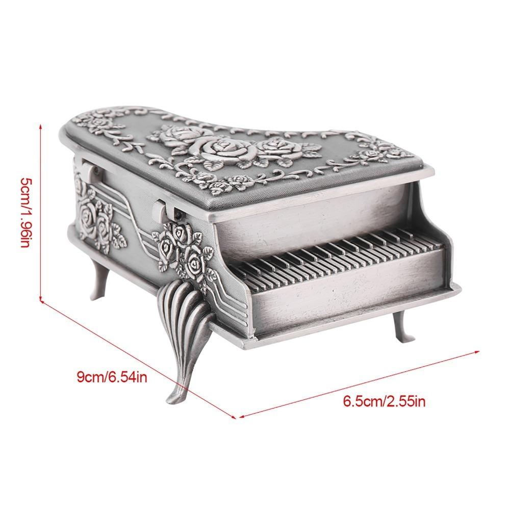 Piano Piano Shaped Jewelry Box Rose Flower Zinc Alloy Jewelry Storage For Women