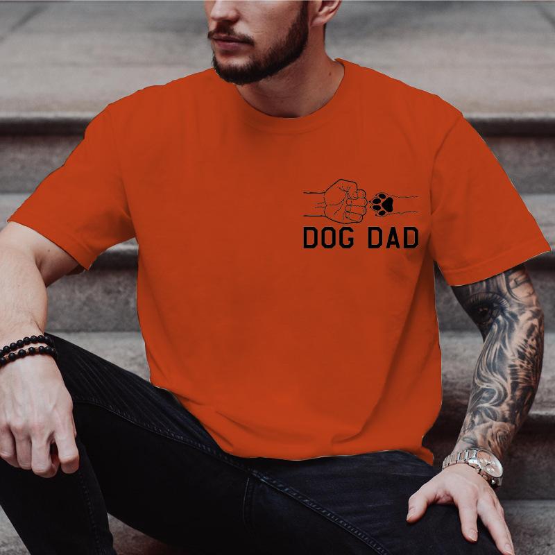 Unisex Crew Neck Dog Dad Paw Fist Graphic Short Sleeve Cotton Tee Casual Summer Streetwear Loose Basic Daily Outdoor Wear Top