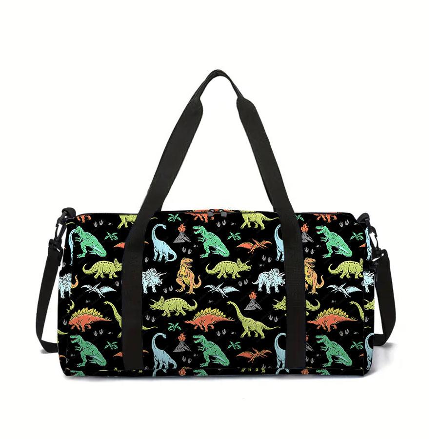 Dinosaur Pattern Large Capacity Luggage Bag for Boy/Girl Best Gift 2D Cartoon Travel Duffels Outdoor Fitness Bag for Children