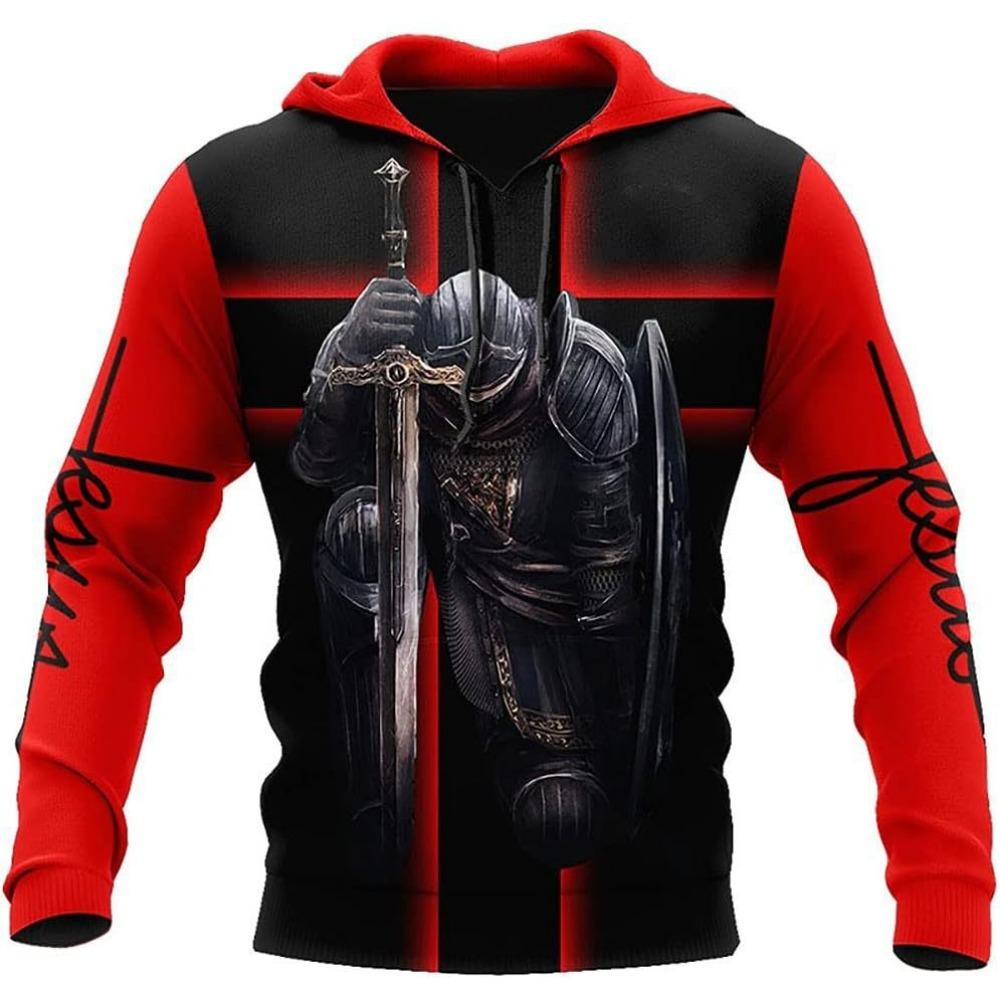 Amazon Source God Pattern 3D Printed Sweatshirt Men's Hooded Sweatshirt Autumn and Winter Factory Direct Sales