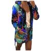 Fashion Womens Tie Dyeing Print Coat Outwear Sweatshirt Hooded Jacket Overcoat