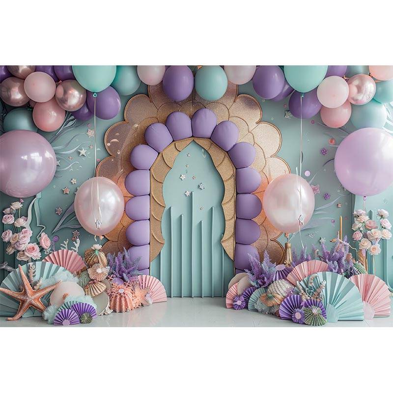 Mermaid Balloon Underwater World Theme Photography Background Newborn Baby1st Birthday Party Decor Supplies Photo Shoot Props