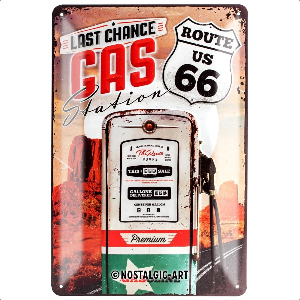 

Nostalgic-Art Route 66 Gas Station Tin Sign - 20% Off Vintage Decor, USA Fan Gift 20x30cm