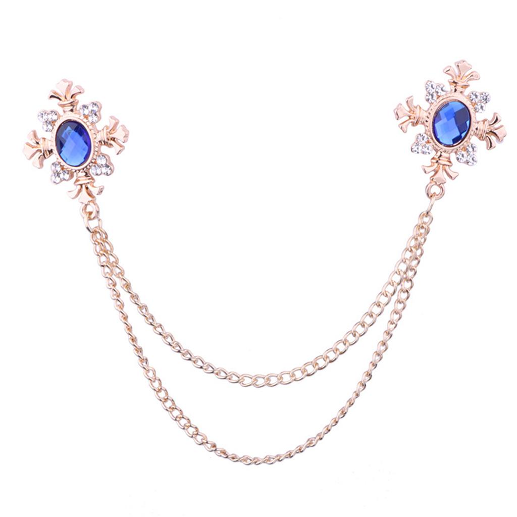 Elegant Tassel Rhinestone Cross Collar Pin For Shirts Fashionable Enthusiasts Suit Shirt Collar Brooch Trendy Jewelry