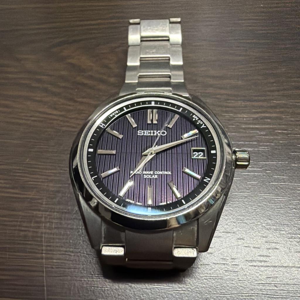 Excellent SEIKO Radio Wave Control Solar Watch with Box [ d, Condition]