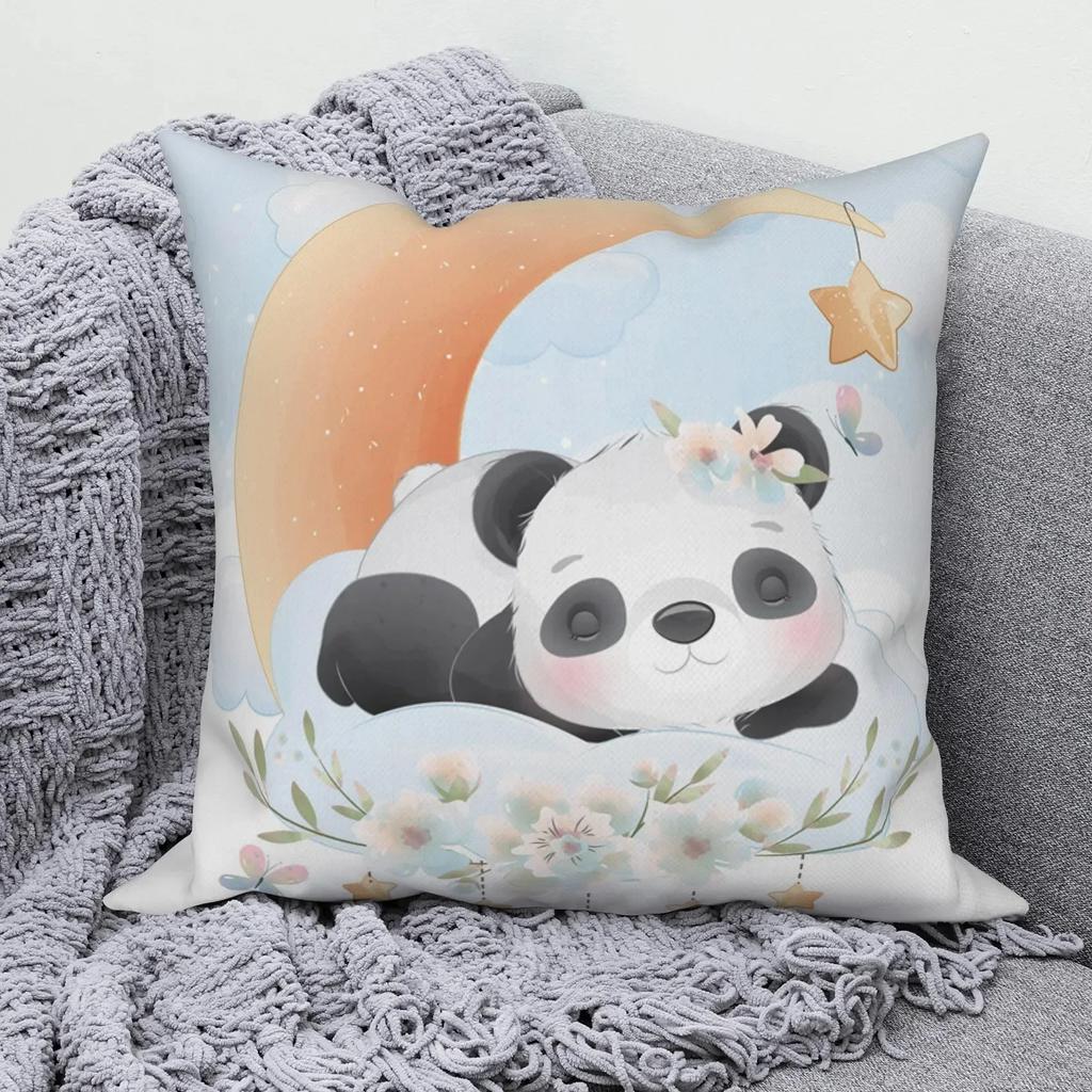 Square Pillow Cute Giant Panda Animal Pattern Cushion Cover Home Living Room Sofa Bedroom Decoration