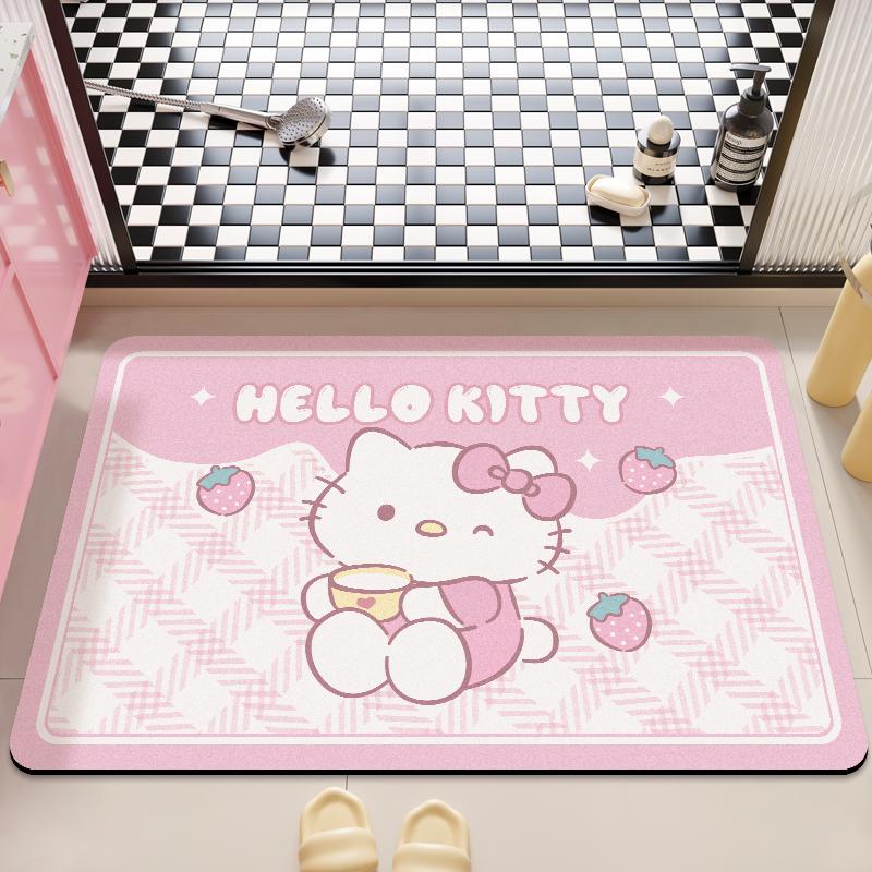 Kitty Cat Quick-Dry Diatomaceous Earth Bathroom Mat - Non-Slip Absorbent Toilet Floor Pad