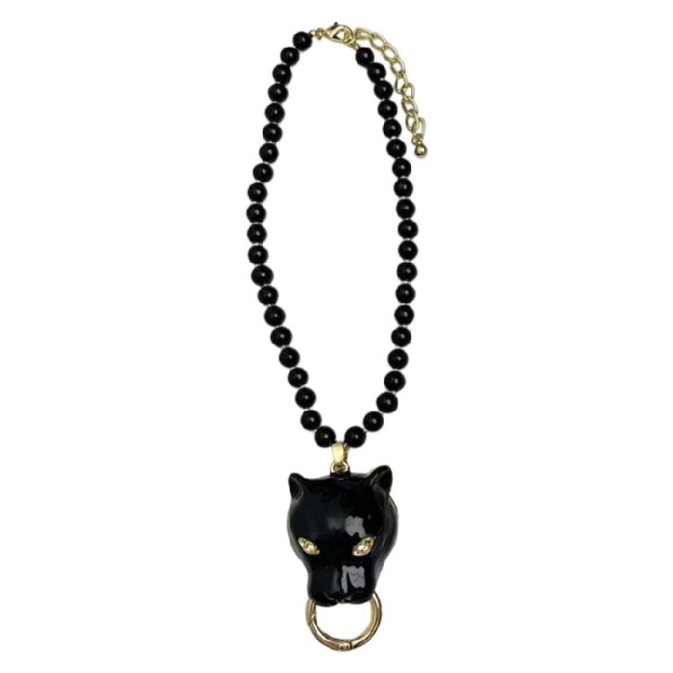 Pearls Necklace Enamel Leopard Head Pendant Clavicle Chain Women's Luxury High End Jewelry for Parties And Event