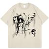 2025 Trend Harajuku Japanese Anime T-shirt Cartoon Angel Wings Graphic T-shirt 100 Cotton Y2K Top Street T-shirt