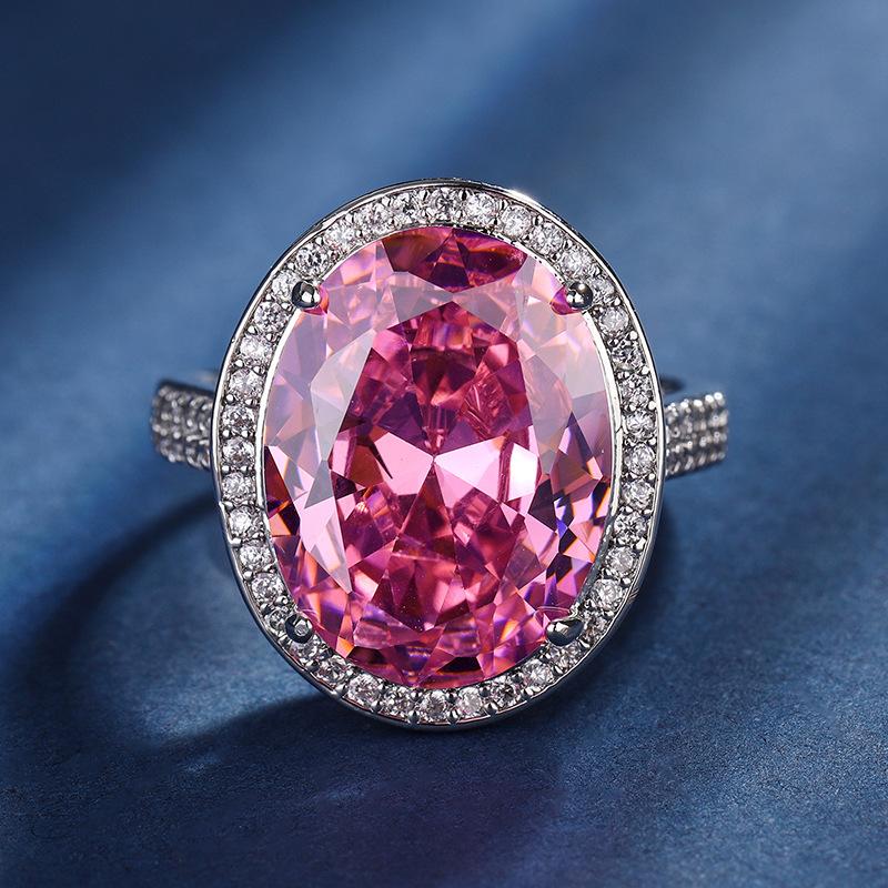 Jewelry Copper Bottom Gold-Plated Simulation Color Treasure Set Female Dan-Shaped Birthday Gift Main Stone 13 * 18-12 * 16