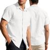 Pring Summer Men's Linen Cotton Short Sleeve Button Down Shirt Casual Beach Top