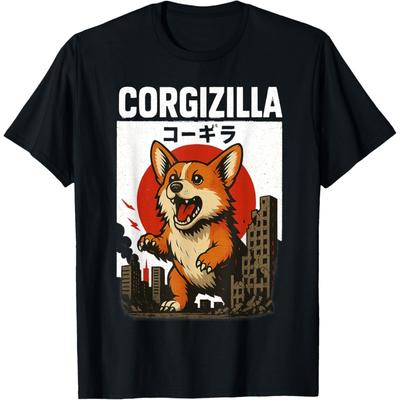 CorgiZilla Parody Japanese Art Funny Monster Corgi Attack T-Shirt